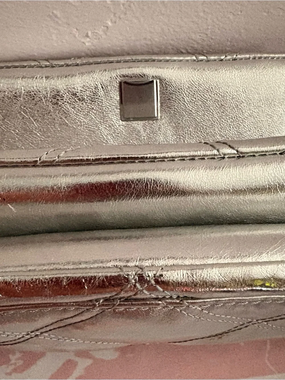 Tory Burch Metallic Silver Quilted Wristlet Clutch